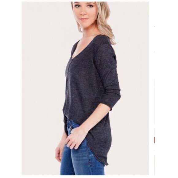 Urban Outfitters Project Social T Debbie Top Knit V-Neck Long Sleeve Gray XS - Picture 7 of 13